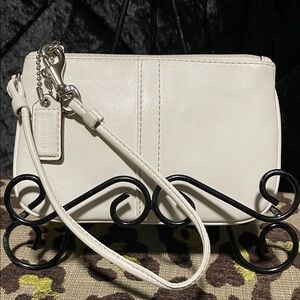 Coach Cream Leather Wristlet